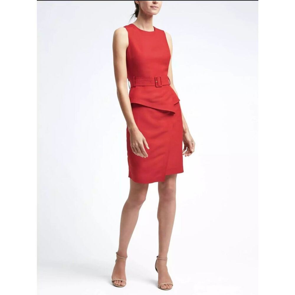 Banana Republic Linen-Blend Pepium Utility Dress sz 8